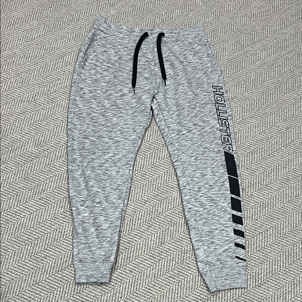 Hollister Light Grey Marled Joggers with Black Side Logo